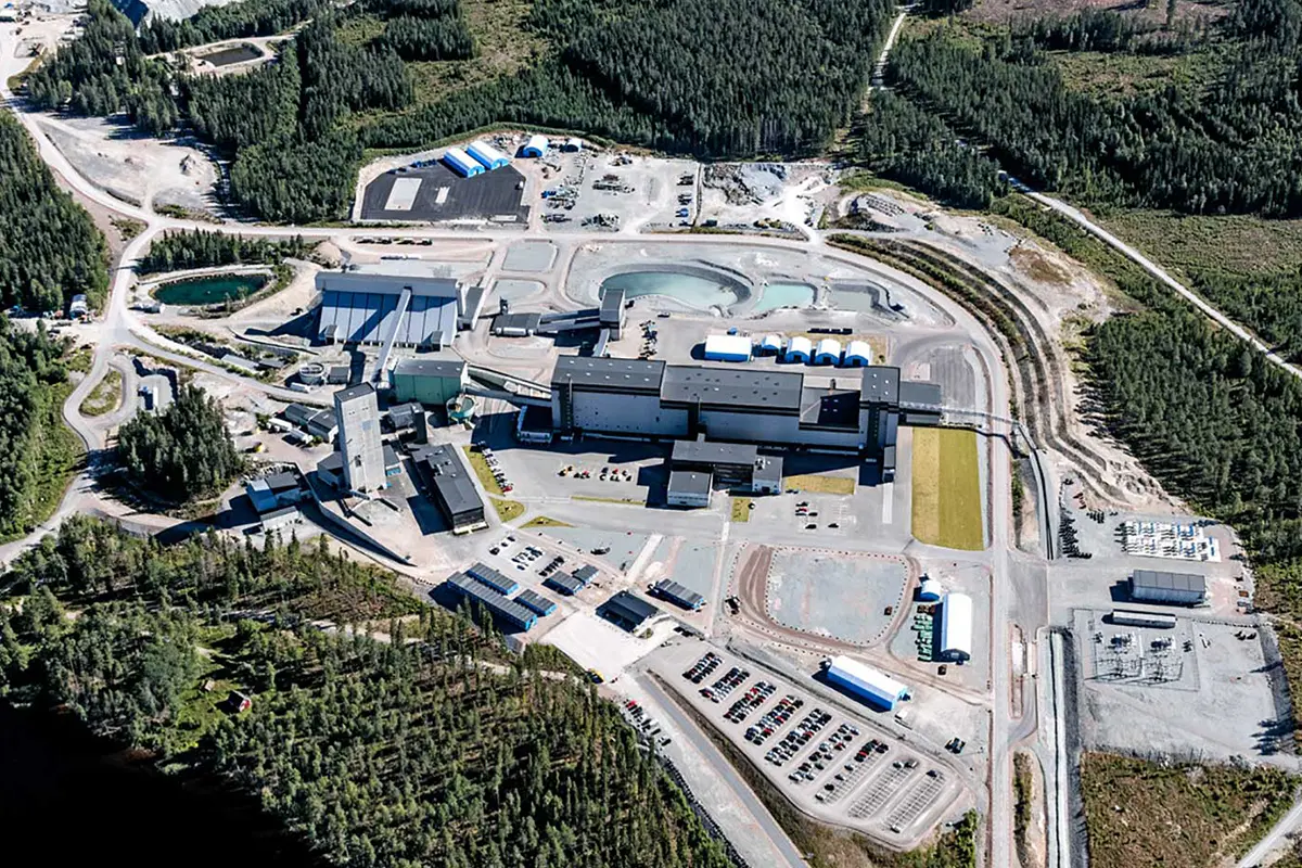 Aerial view of the Boliden zinc mine in Garpenberg, Sweden