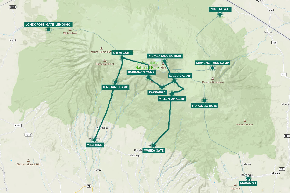 Kilimanjaro expedition route map