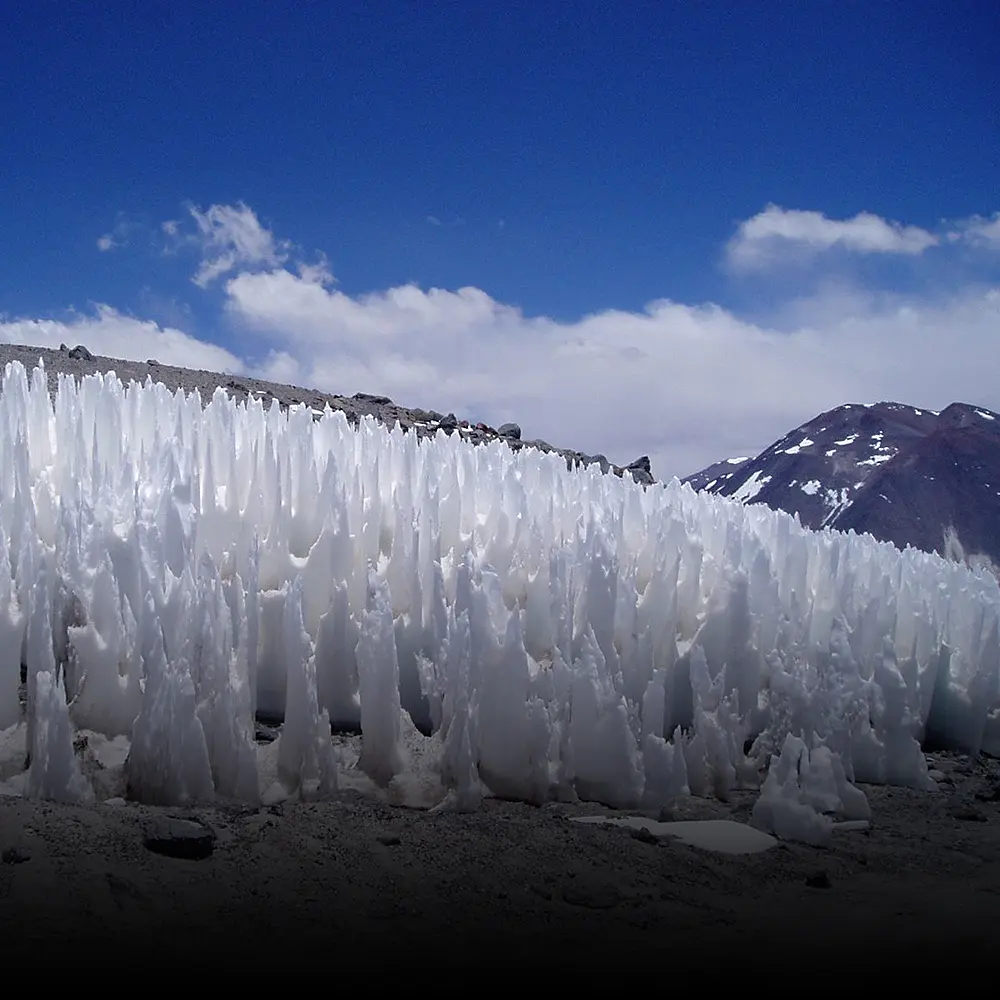 Ice formations on Ojos del Solado, Chile